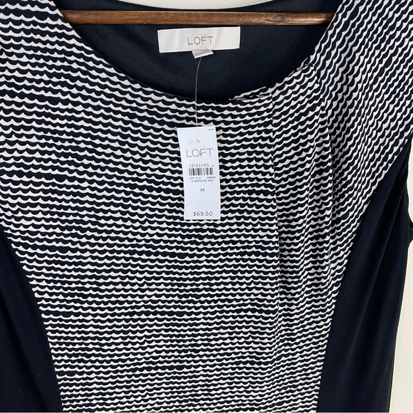 Ann Taylor loft sleeveless shift dress women’s size medium NWT black / off white - Picture 8 of 8